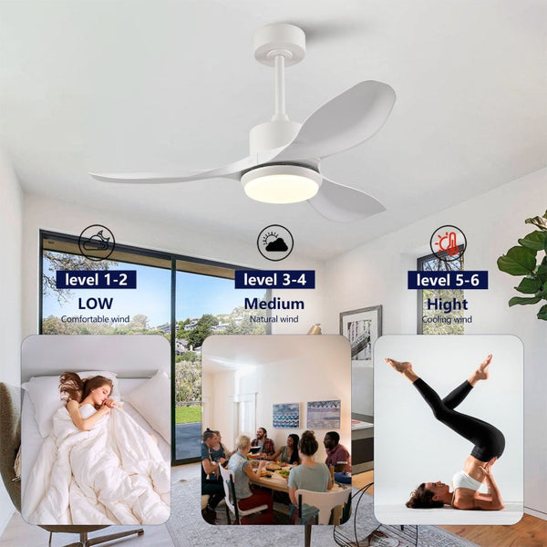 English Elm Best-Selling 42 Inch White DC Motor Ceiling Fan Dimmable LED Remote Bedroom Use W2991P407015