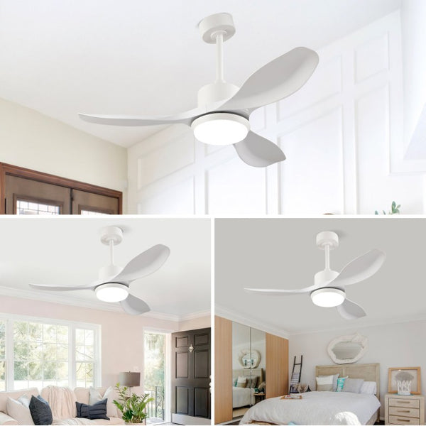 English Elm Best-Selling 42 Inch White DC Motor Ceiling Fan Dimmable LED Remote Bedroom Use W2991P407015