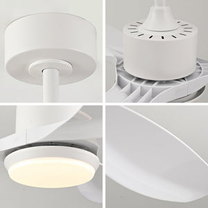 English Elm Best-Selling 42 Inch White DC Motor Ceiling Fan Dimmable LED Remote Bedroom Use W2991P407015