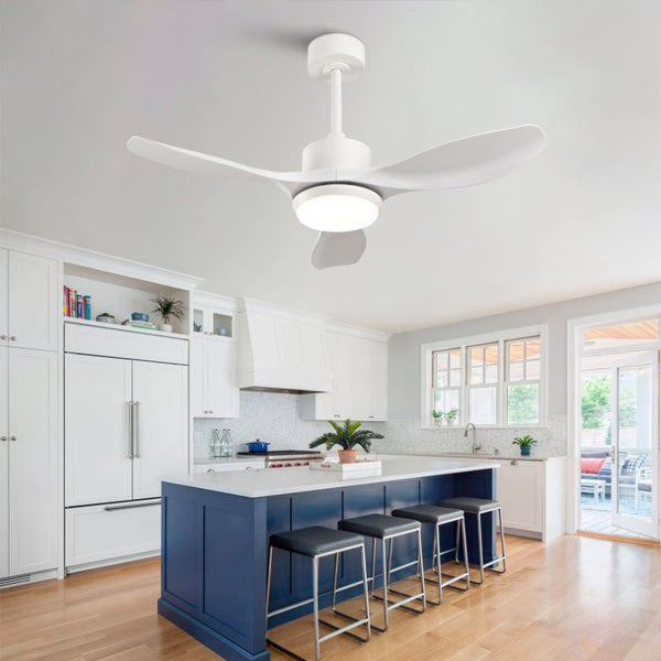 English Elm Best-Selling 42 Inch White DC Motor Ceiling Fan Dimmable LED Remote Bedroom Use W2991P407015