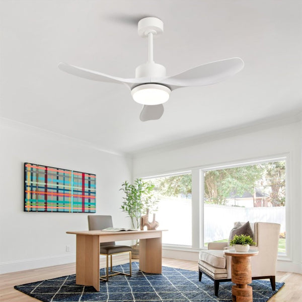 English Elm Best-Selling 42 Inch White DC Motor Ceiling Fan Dimmable LED Remote Bedroom Use W2991P407015