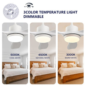 English Elm Best-Selling 42 Inch White DC Motor Ceiling Fan Dimmable LED Remote Bedroom Use W2991P407015