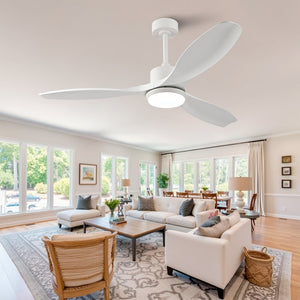 English Elm Best-Selling 52 Inch White Ceiling Fan Dimmable LED DC Motor Remote Six Speed Control W2991P407016