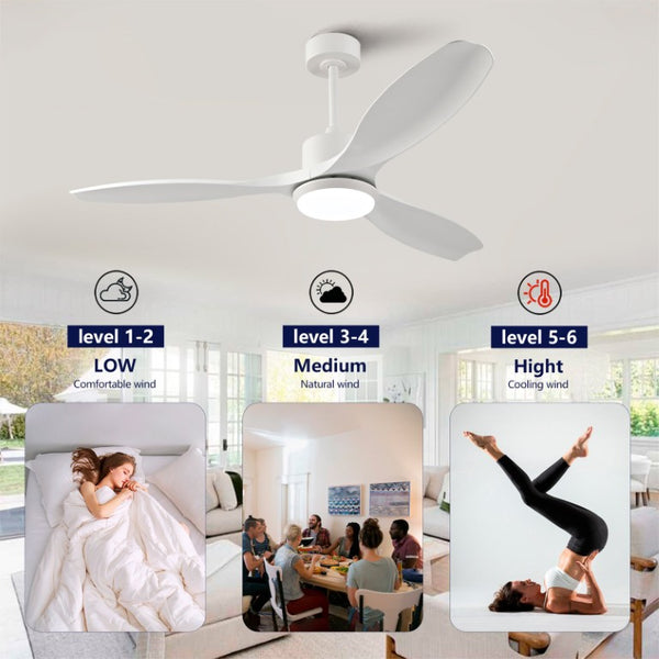 English Elm Best-Selling 52 Inch White Ceiling Fan Dimmable LED DC Motor Remote Six Speed Control W2991P407016