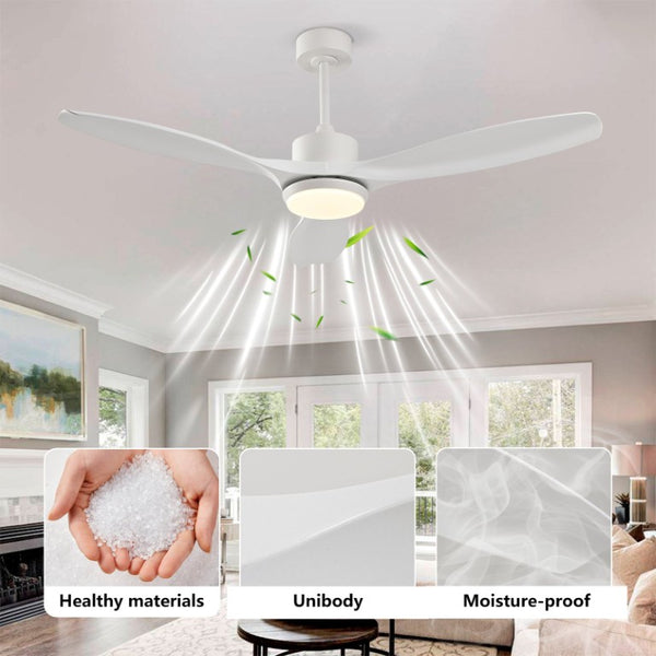 English Elm Best-Selling 52 Inch White Ceiling Fan Dimmable LED DC Motor Remote Six Speed Control W2991P407016