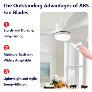 English Elm Best-Selling 52 Inch White Ceiling Fan Dimmable LED DC Motor Remote Six Speed Control W2991P407016