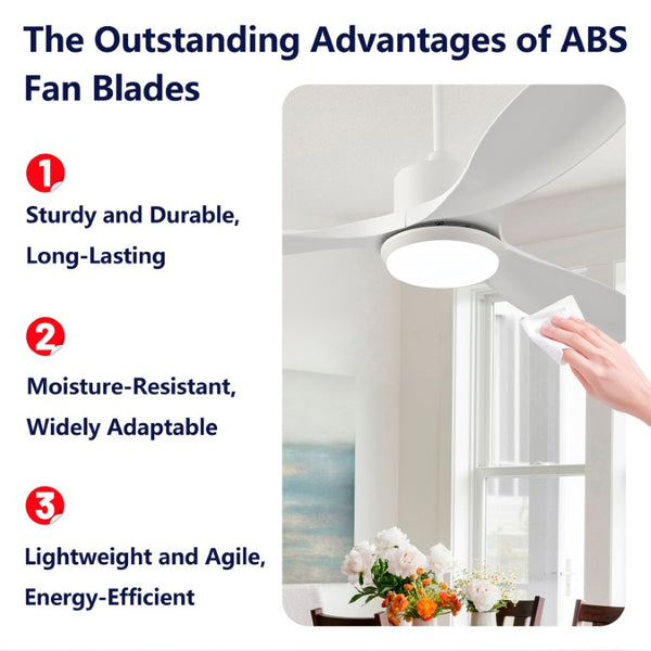 English Elm Best-Selling 52 Inch White Ceiling Fan Dimmable LED DC Motor Remote Six Speed Control W2991P407016