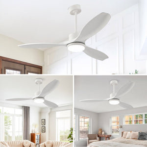 English Elm Best-Selling 52 Inch White Ceiling Fan Dimmable LED DC Motor Remote Six Speed Control W2991P407016