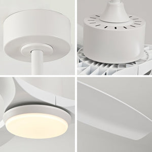 English Elm Best-Selling 52 Inch White Ceiling Fan Dimmable LED DC Motor Remote Six Speed Control W2991P407016