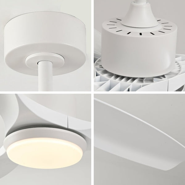 English Elm Best-Selling 52 Inch White Ceiling Fan Dimmable LED DC Motor Remote Six Speed Control W2991P407016