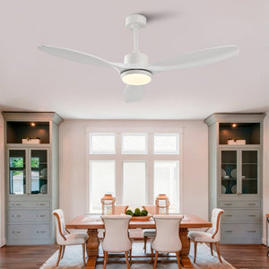 English Elm Best-Selling 52 Inch White Ceiling Fan Dimmable LED DC Motor Remote Six Speed Control W2991P407016