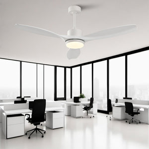 English Elm Best-Selling 52 Inch White Ceiling Fan Dimmable LED DC Motor Remote Six Speed Control W2991P407016