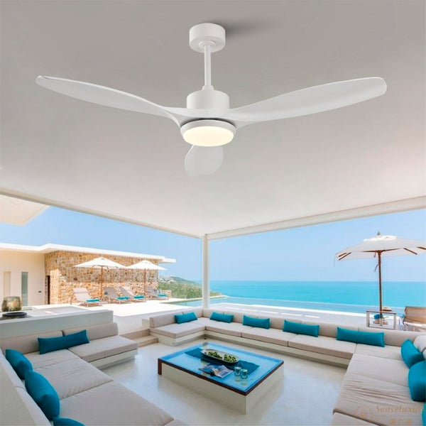 English Elm Best-Selling 52 Inch White Ceiling Fan Dimmable LED DC Motor Remote Six Speed Control W2991P407016