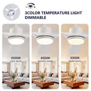 English Elm Best-Selling 52 Inch White Ceiling Fan Dimmable LED DC Motor Remote Six Speed Control W2991P407016