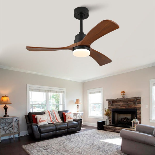 English Elm Hot 42 Inch Sycamore Wood Blade Ceiling Fan with LED Light and Remote Control Black 3 Blades - B W2991P407791