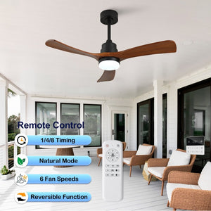 English Elm Hot 42 Inch Sycamore Wood Blade Ceiling Fan with LED Light and Remote Control Black 3 Blades - B W2991P407791