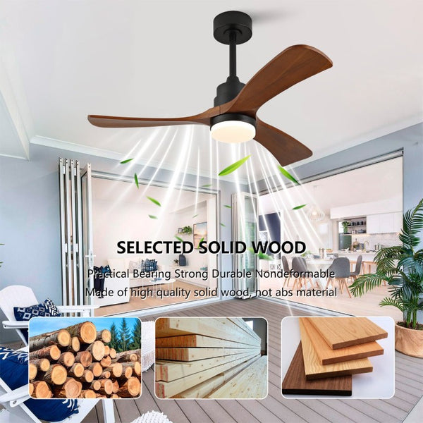 English Elm Hot 42 Inch Sycamore Wood Blade Ceiling Fan with LED Light and Remote Control Black 3 Blades - B W2991P407791