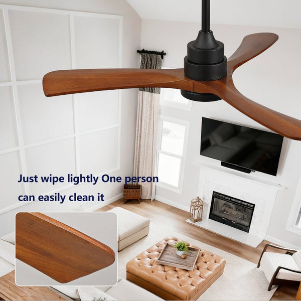 English Elm Hot 42 Inch Sycamore Wood Blade Ceiling Fan with LED Light and Remote Control Black 3 Blades - B W2991P407791