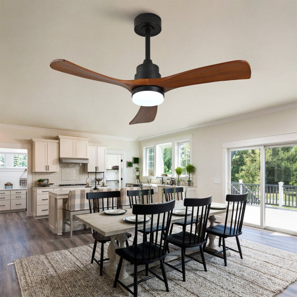 English Elm Hot 42 Inch Sycamore Wood Blade Ceiling Fan with LED Light and Remote Control Black 3 Blades - B W2991P407791