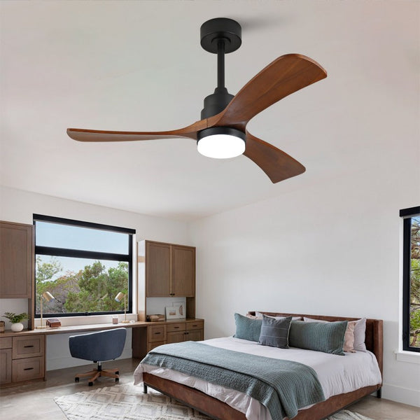 English Elm Hot 42 Inch Sycamore Wood Blade Ceiling Fan with LED Light and Remote Control Black 3 Blades - B W2991P407791