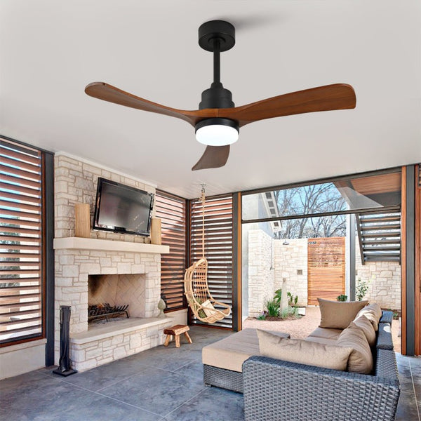 English Elm Hot 42 Inch Sycamore Wood Blade Ceiling Fan with LED Light and Remote Control Black 3 Blades - B W2991P407791