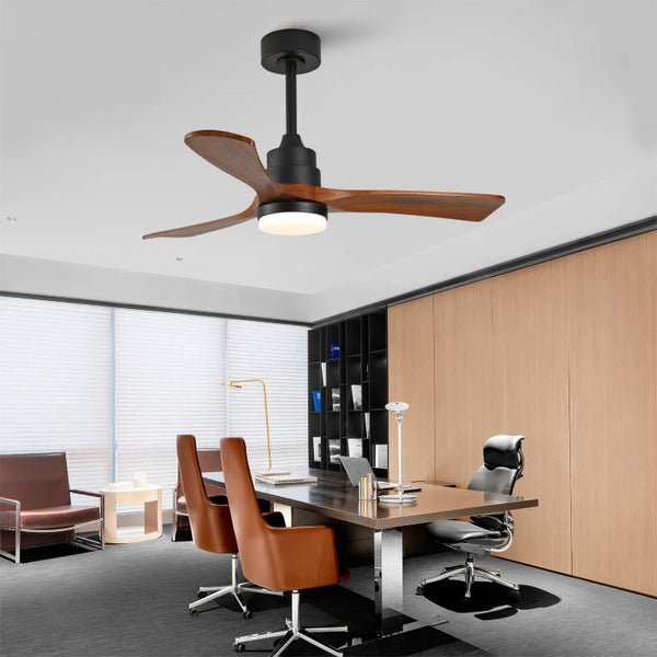 English Elm Hot 42 Inch Sycamore Wood Blade Ceiling Fan with LED Light and Remote Control Black 3 Blades - B W2991P407791