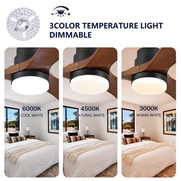 English Elm Hot 42 Inch Sycamore Wood Blade Ceiling Fan with LED Light and Remote Control Black 3 Blades - B W2991P407791