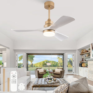 English Elm 42-Inch DC Motor Ceiling Fan with Remote Six Speed LED Light Bedroom Quiet W2991P494009
