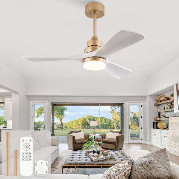 English Elm 42-Inch DC Motor Ceiling Fan with Remote Six Speed LED Light Bedroom Quiet W2991P494009