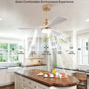 English Elm 42-Inch DC Motor Ceiling Fan with Remote Six Speed LED Light Bedroom Quiet W2991P494009