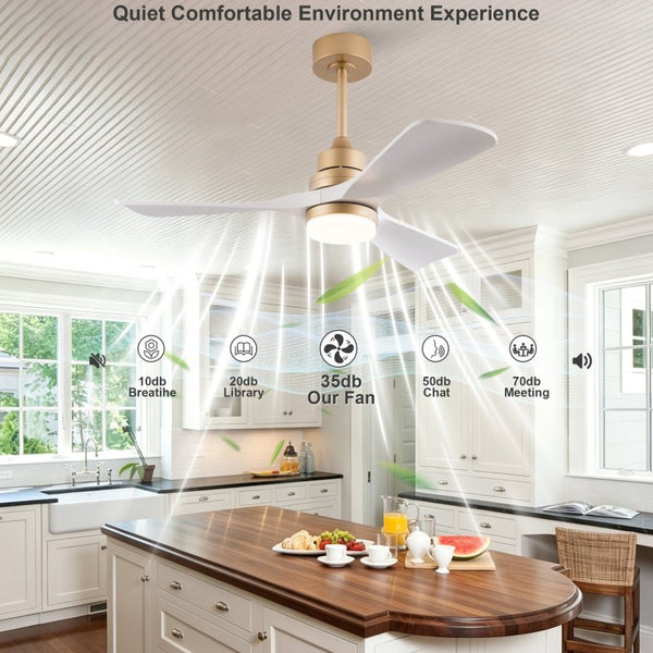 English Elm 42-Inch DC Motor Ceiling Fan with Remote Six Speed LED Light Bedroom Quiet W2991P494009