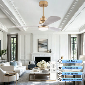English Elm 42-Inch DC Motor Ceiling Fan with Remote Six Speed LED Light Bedroom Quiet W2991P494009