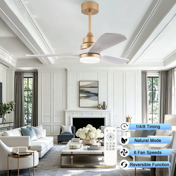 English Elm 42-Inch DC Motor Ceiling Fan with Remote Six Speed LED Light Bedroom Quiet W2991P494009