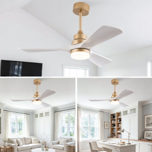 English Elm 42-Inch DC Motor Ceiling Fan with Remote Six Speed LED Light Bedroom Quiet W2991P494009