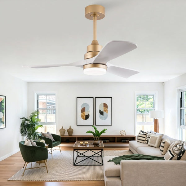English Elm 42-Inch DC Motor Ceiling Fan with Remote Six Speed LED Light Bedroom Quiet W2991P494009