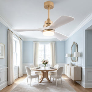 English Elm 42-Inch DC Motor Ceiling Fan with Remote Six Speed LED Light Bedroom Quiet W2991P494009