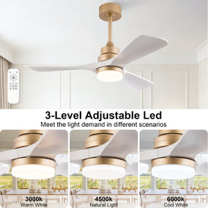 English Elm 42-Inch DC Motor Ceiling Fan with Remote Six Speed LED Light Bedroom Quiet W2991P494009