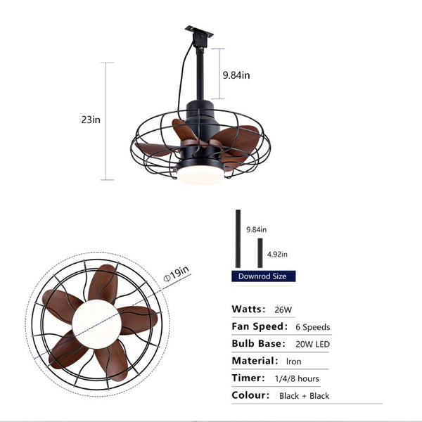 English Elm 20 Inch Outdoor Caged Ceiling Fan with Integrated Light IP65 Waterproof Patio Plug In W2991P494037