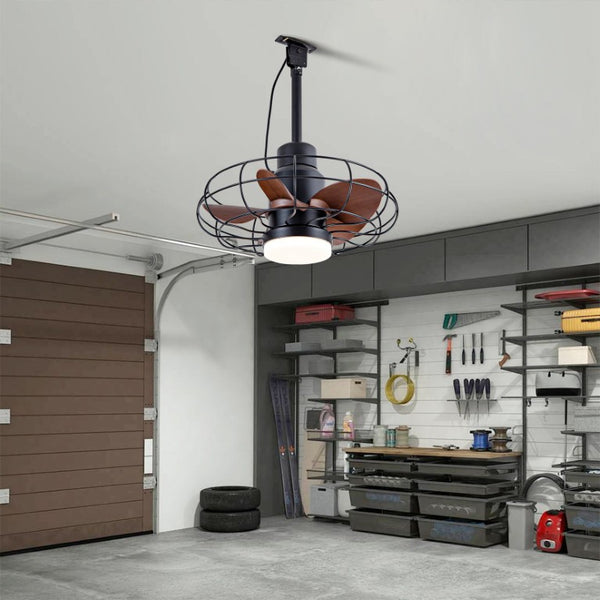 English Elm 20 Inch Outdoor Caged Ceiling Fan with Integrated Light IP65 Waterproof Patio Plug In W2991P494037