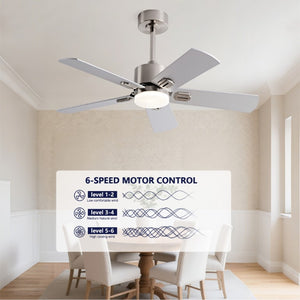 English Elm 42-Inch Low Profile Ceiling Fan with Dimmable LED DC Motor and Wood MDF Blades W2991P494057