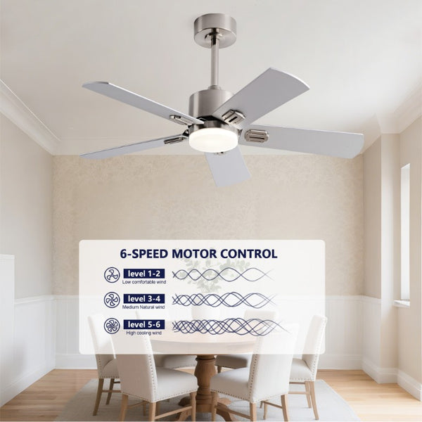 English Elm 42-Inch Low Profile Ceiling Fan with Dimmable LED DC Motor and Wood MDF Blades W2991P494057