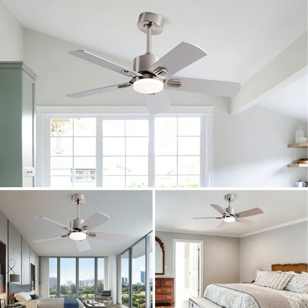 English Elm 42-Inch Low Profile Ceiling Fan with Dimmable LED DC Motor and Wood MDF Blades W2991P494057