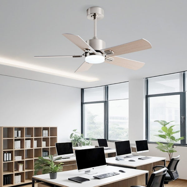 English Elm 42-Inch Low Profile Ceiling Fan with Dimmable LED DC Motor and Wood MDF Blades W2991P494057