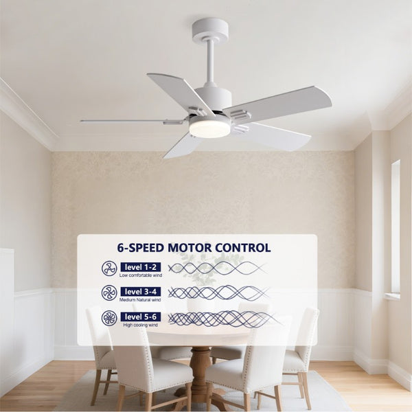 English Elm 42-Inch Flush Mount Ceiling Fan Dimmable LED Remote 6-Speed Reversible Wood Blades W2991P494068