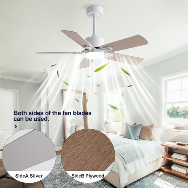English Elm 42-Inch Flush Mount Ceiling Fan Dimmable LED Remote 6-Speed Reversible Wood Blades W2991P494068