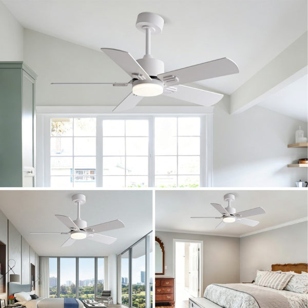 English Elm 42-Inch Flush Mount Ceiling Fan Dimmable LED Remote 6-Speed Reversible Wood Blades W2991P494068