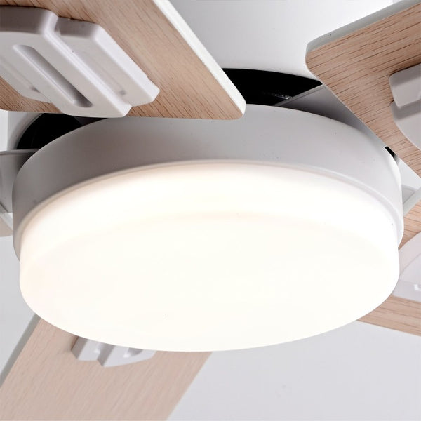 English Elm 42-Inch Flush Mount Ceiling Fan Dimmable LED Remote 6-Speed Reversible Wood Blades W2991P494068