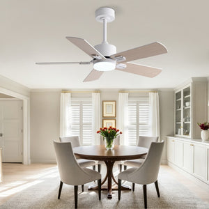 English Elm 42-Inch Flush Mount Ceiling Fan Dimmable LED Remote 6-Speed Reversible Wood Blades W2991P494068