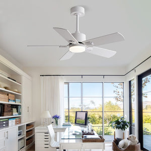 English Elm 42-Inch Flush Mount Ceiling Fan Dimmable LED Remote 6-Speed Reversible Wood Blades W2991P494068