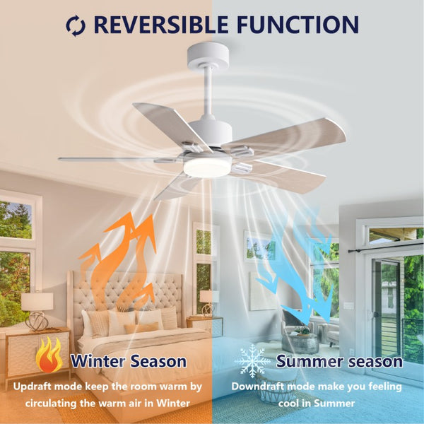 English Elm 42-Inch Flush Mount Ceiling Fan Dimmable LED Remote 6-Speed Reversible Wood Blades W2991P494068